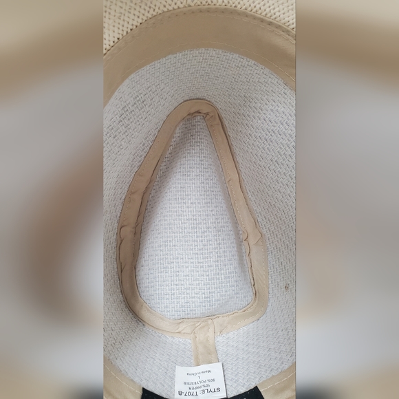 FEDORA Straw Hat Cream/beige Size L - Picture 5 of 5